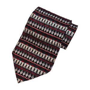 Tesoro Rosso Men Neck Tie Black Silver Multicolor Vintage 60"L x 4"W 100% Silk